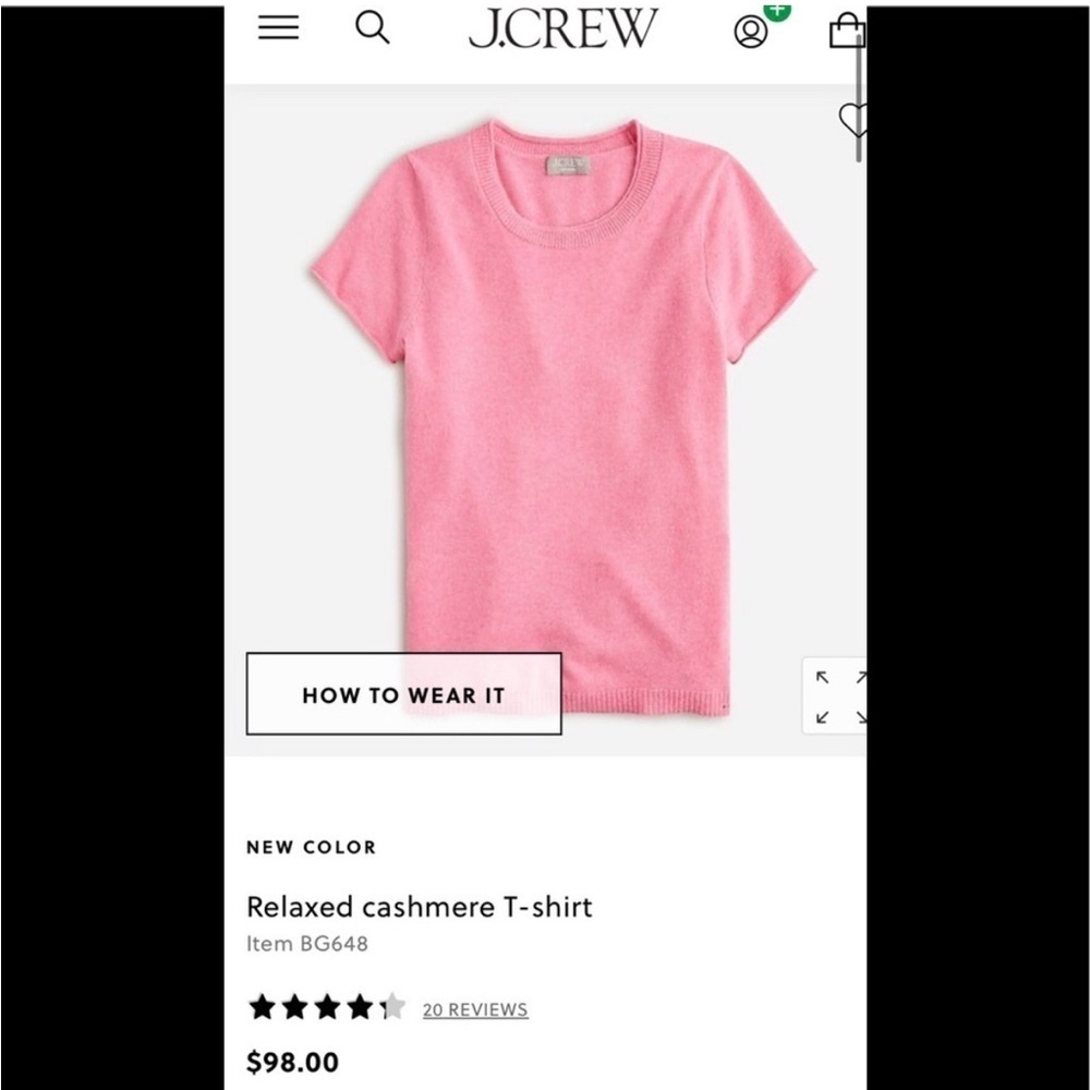 J. Crew Pink Short-Sleeve Cashmere Tee